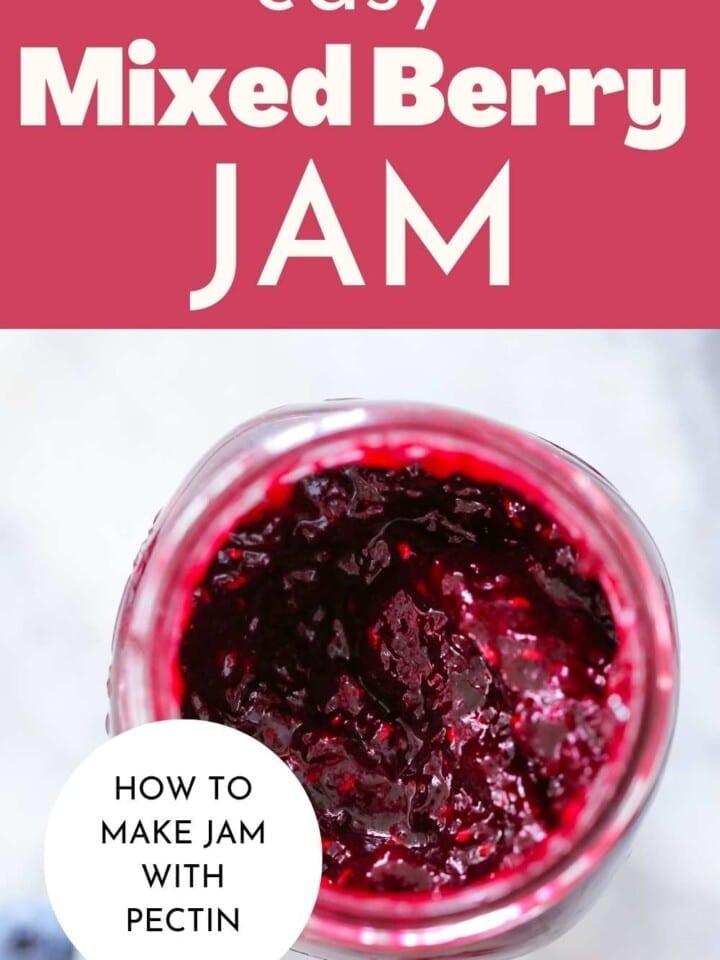 bright berry jam in jar.