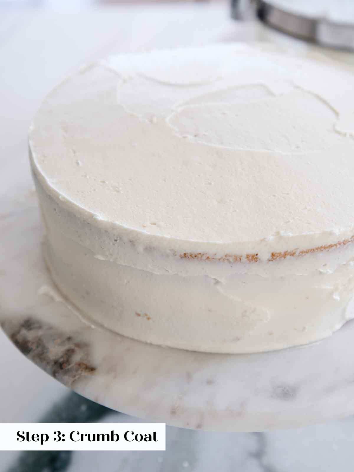 crumb coat on vanilla cake.