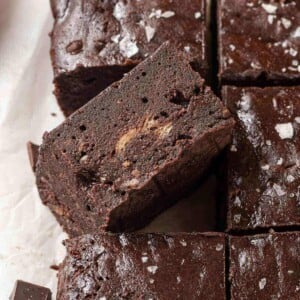 Squares of banana brownies.