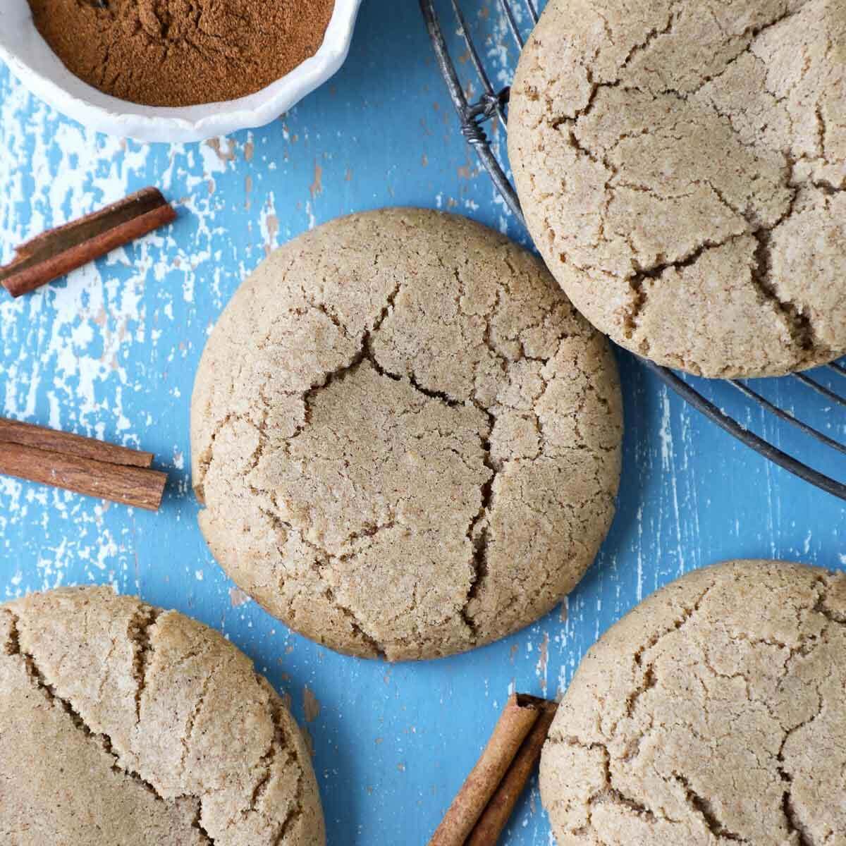 Cinnamon sugar cookies with crackled tops.