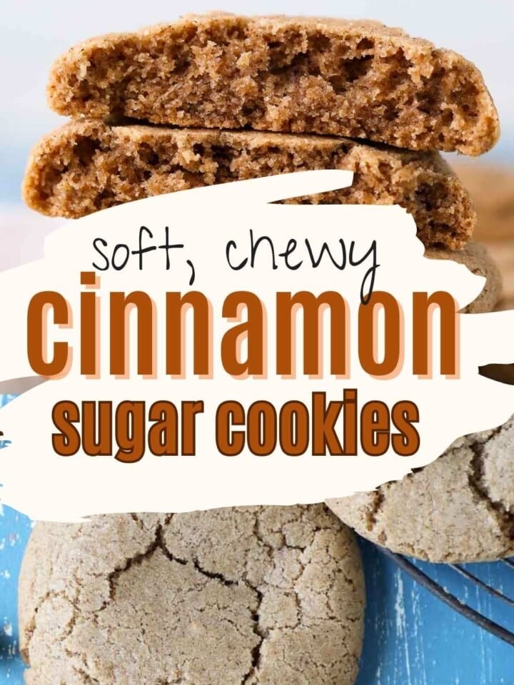 two photos of cinnamon sugar cookies with text overlay.