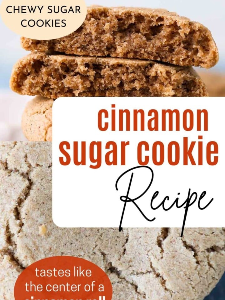 two photos of cinnamon sugar cookies with text overlay.