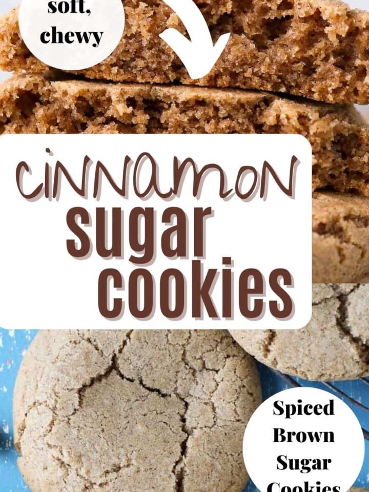 two photos of cinnamon sugar cookies with text overlay.