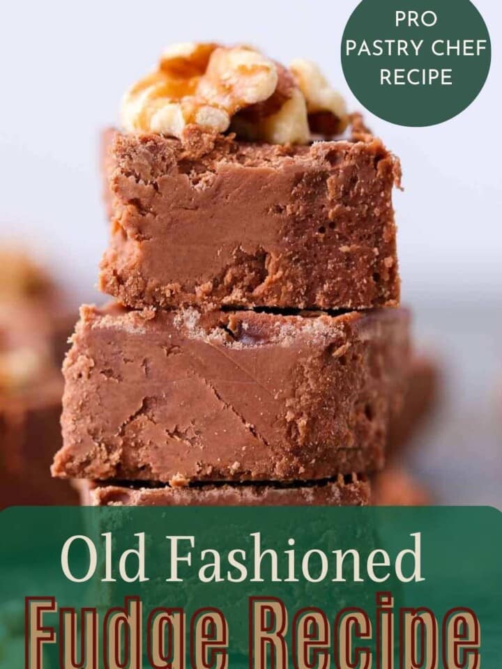 A plate of rich, creamy old-fashioned fudge, perfect for chocolate lovers.