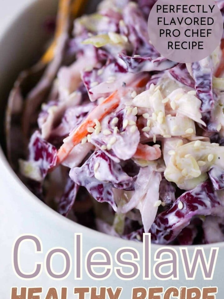 A bowl of healthy creamy coleslaw.