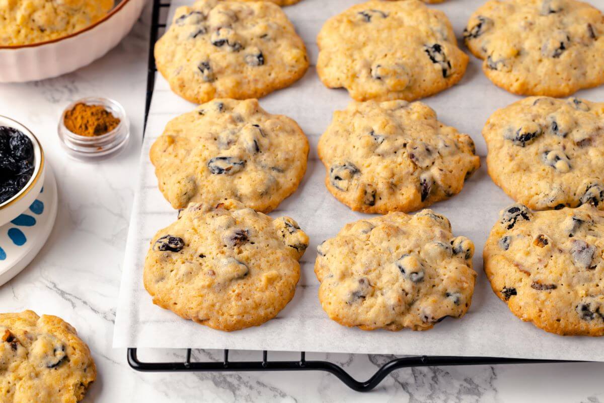 Hermit cookies with a golden exterior, emphasizing their perfectly baked look.