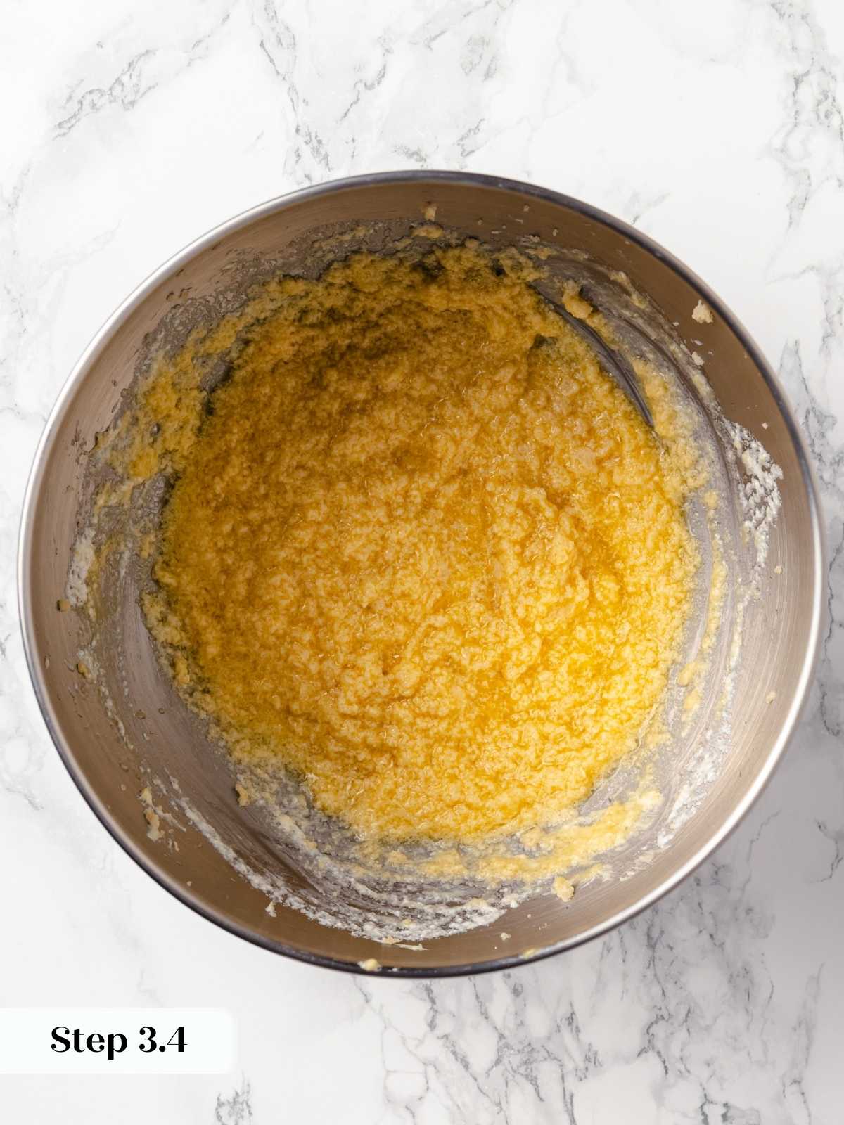 A bowl with a mixture of wet ingredients ready for the dry mix.