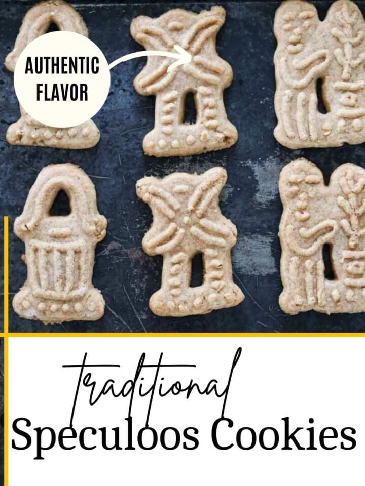 Flat lay of freshly baked traditional speculoos cookies.