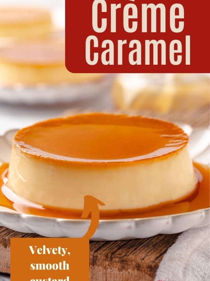 Crème caramel dessert with a smooth custard base and shiny caramel topping.