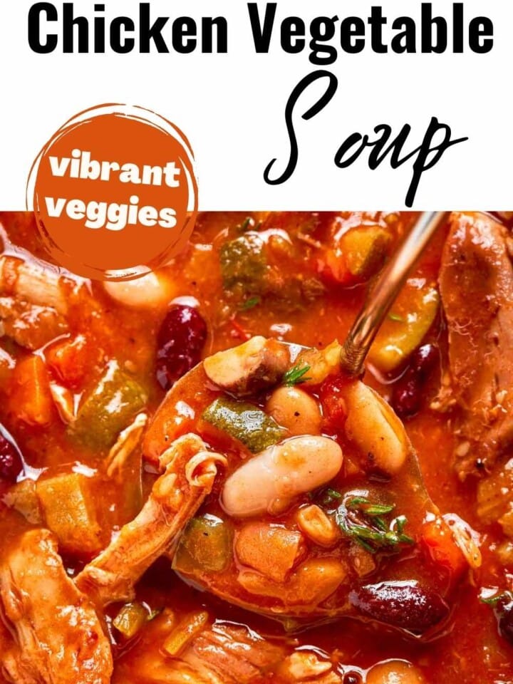 A delicious serving of chicken vegetable soup with fresh vegetables and a savory broth.