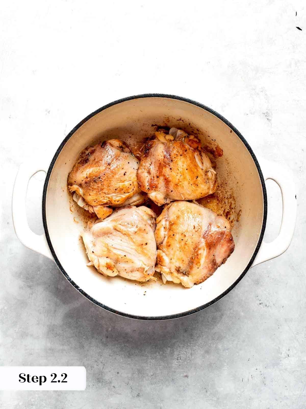 chicken browned to perfection in the soup pan.