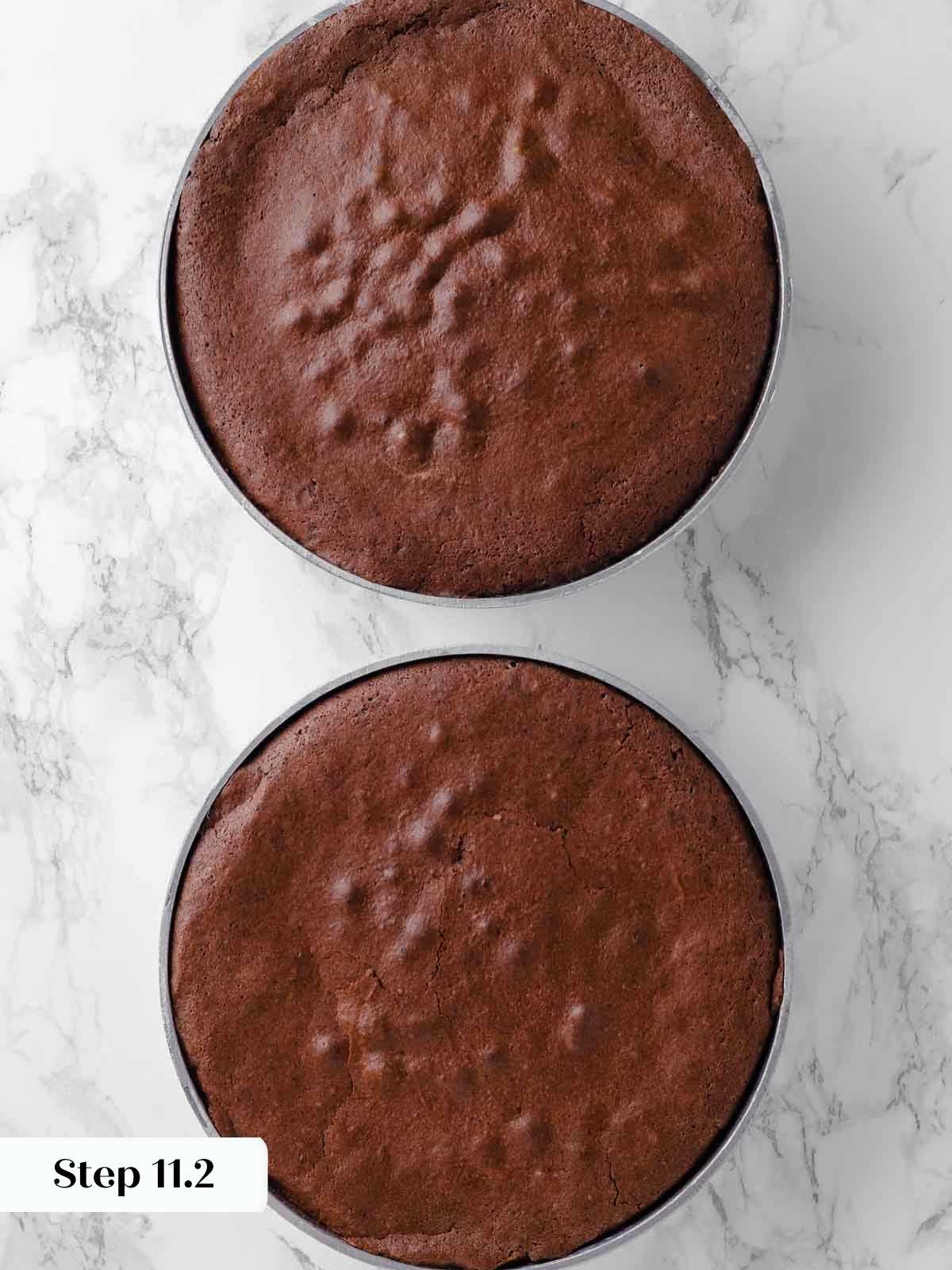 baked guinness chocolate cakes out of oven. 