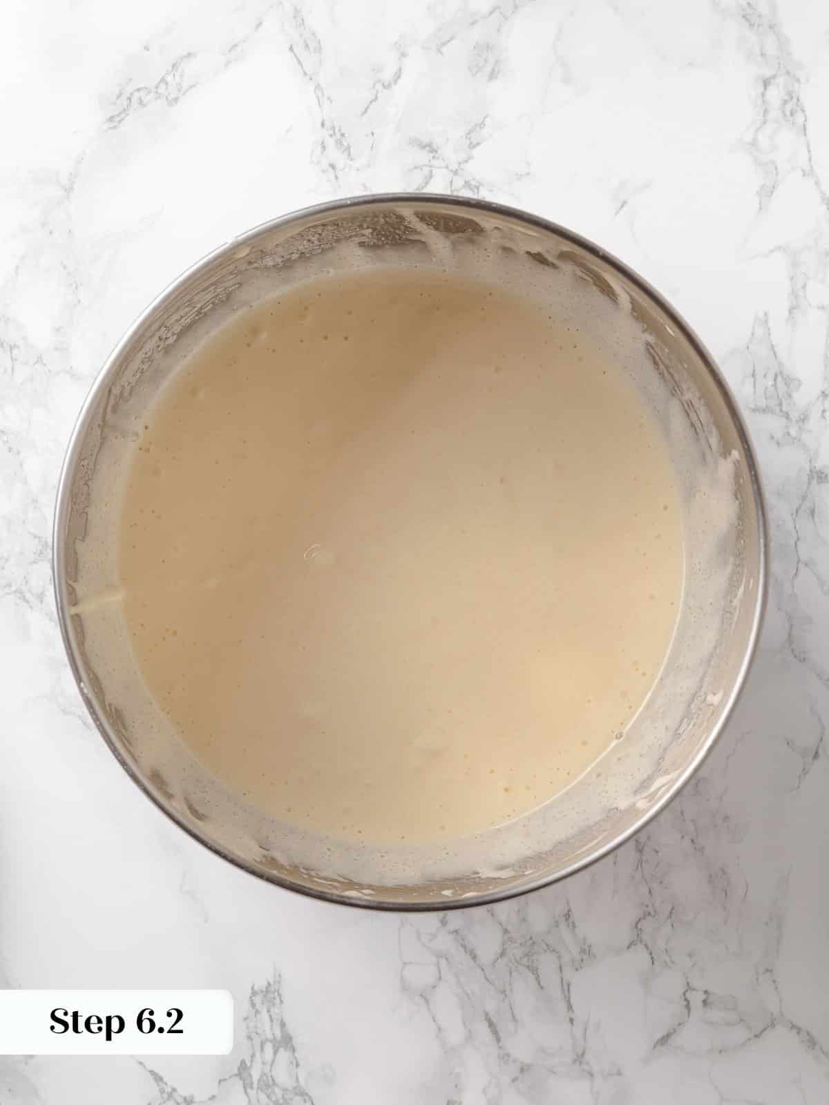 added oil to bowl of fluffy eggs and sugar.