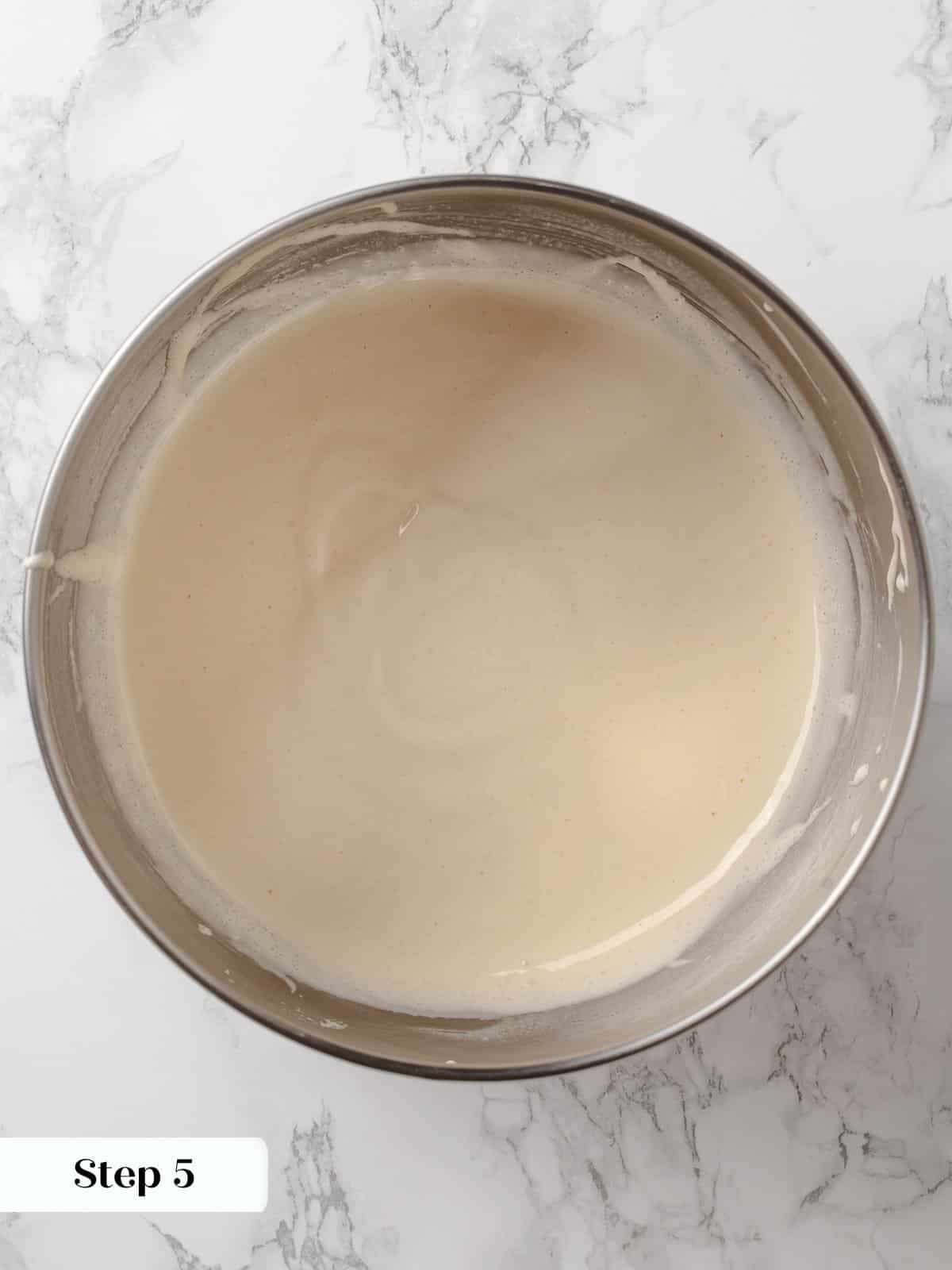 Egg and sugar mixture pale and voluminous.