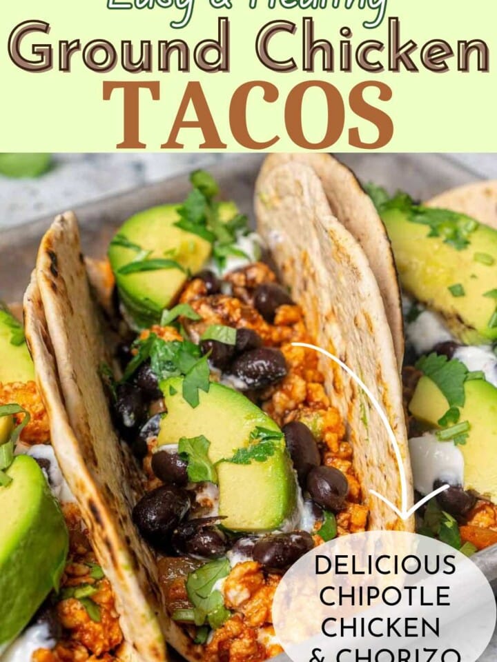 Close-up of taco toppings including black beans, avocado, and Greek yogurt.