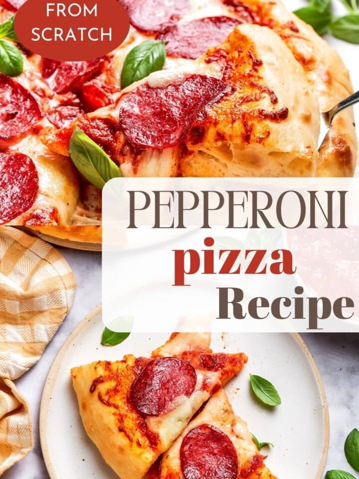 A slice of pepperoni pizza with stretchy melted cheese.