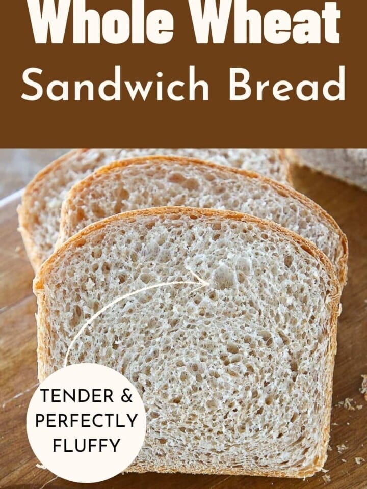 Whole wheat sandwich bread cut into thick slices.