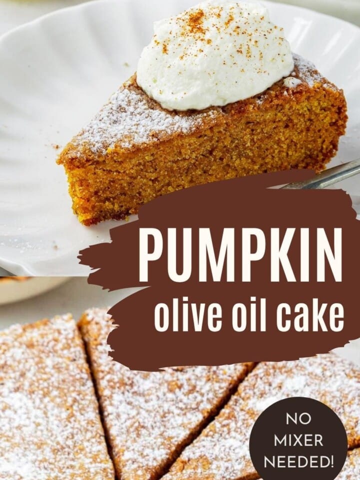 Thick slices of pumpkin cake show off a fluffy crumb with golden edges and deep orange color.
