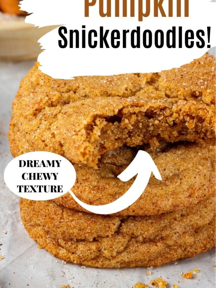 A stack of chewy pumpkin snickerdoodles rolled in cinnamon sugar, ready for holiday cookie swaps.