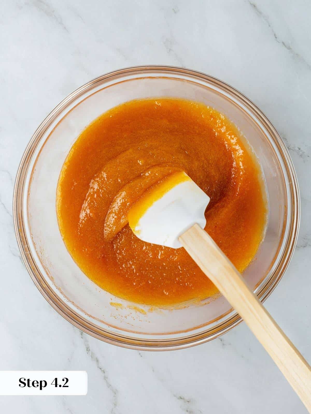 Pumpkin puree, vanilla, and yolks combined with butter and sugars for cookie batter.