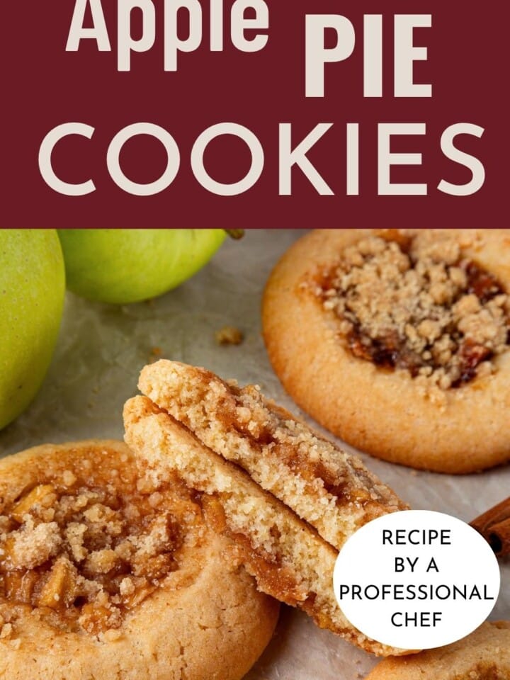 apple pie cookies revealing the chewy brown sugar centers and baked apple pieces.