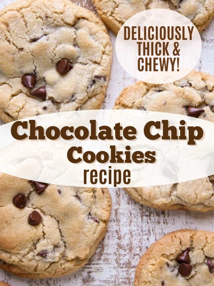 Soft, golden brown chocolate chip cookies with gooey chocolate chips.