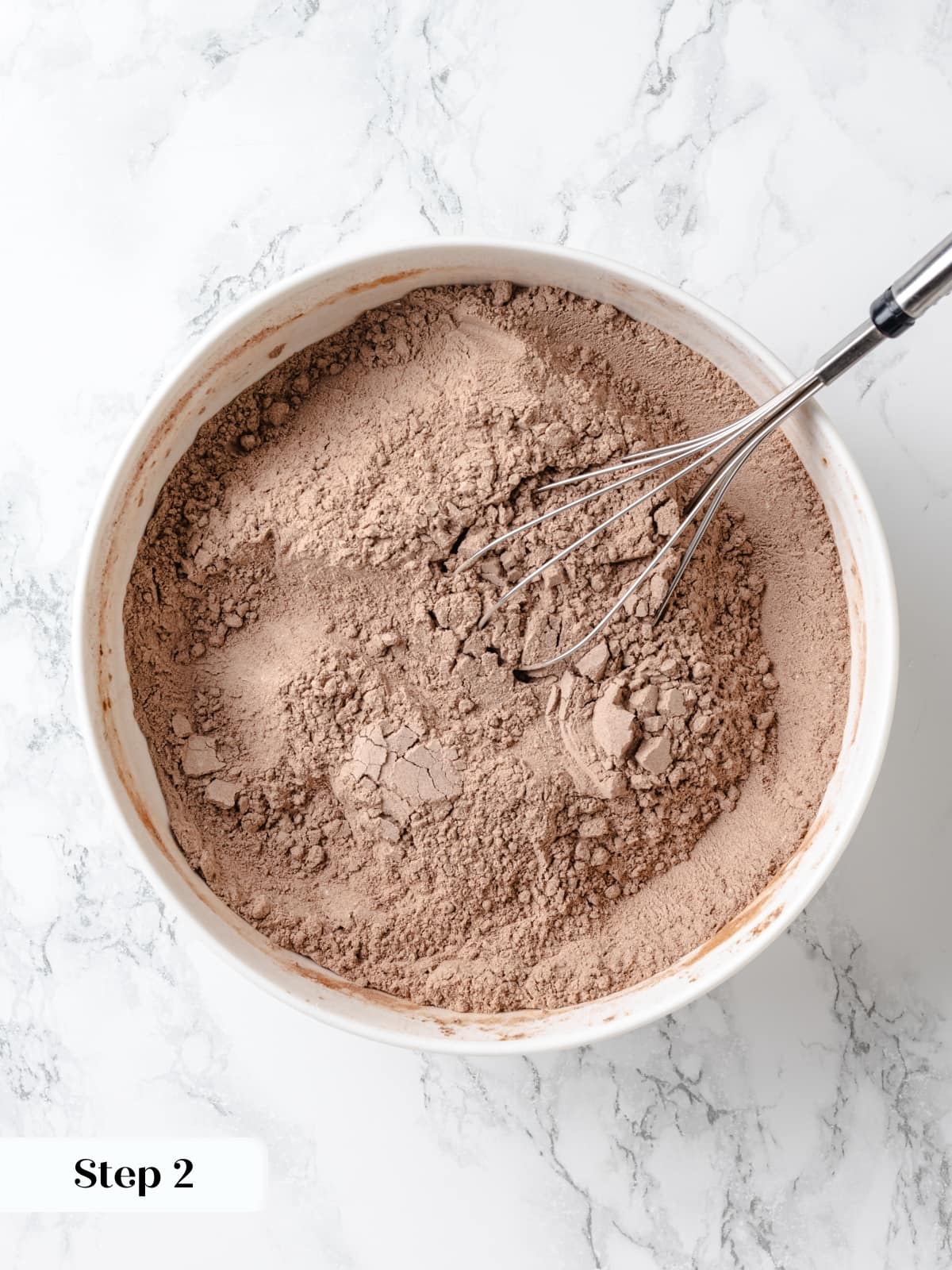 Dry ingredients combined evenly before adding to wet mixture.