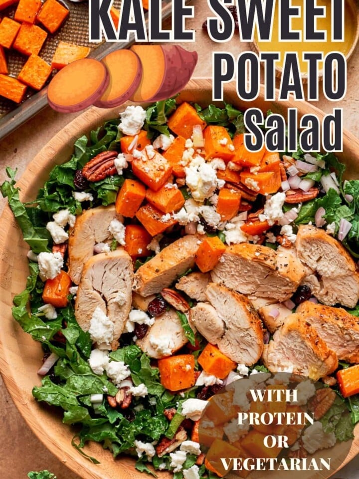 Tuscan kale ribbons topped with caramelized sweet potatoes, goat cheese, and dried cherries.