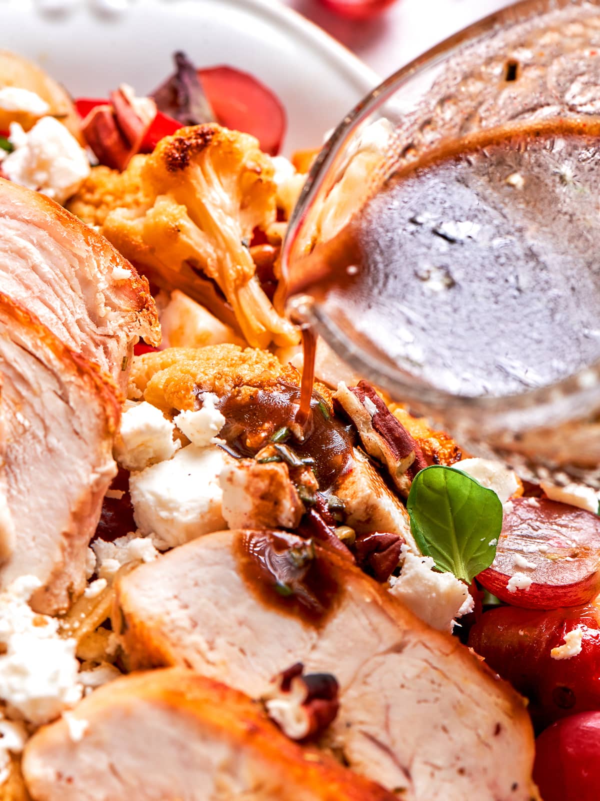 Golden chicken breast drizzled with tangy lemon balsamic dressing.