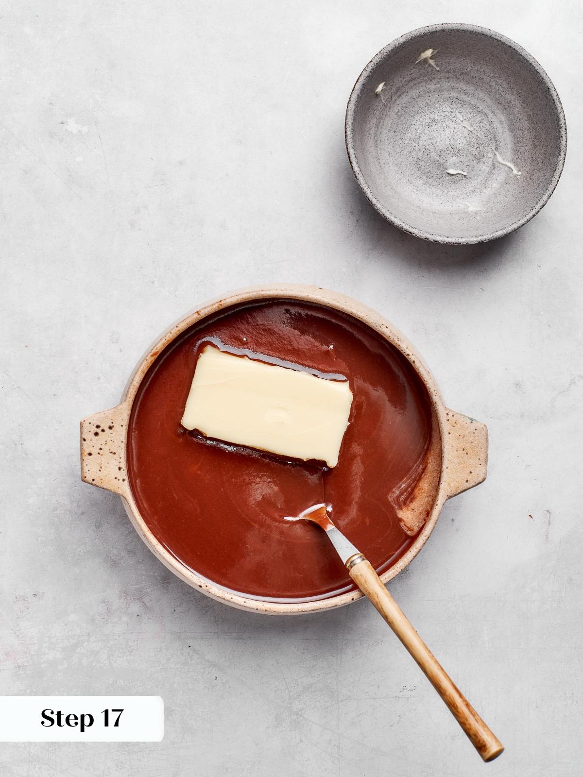 Soft butter to be whisked into warm chocolate ganache until glossy and smooth.
