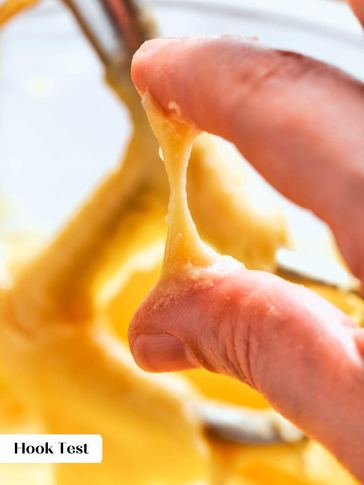 choux pastry hook test for doneness.