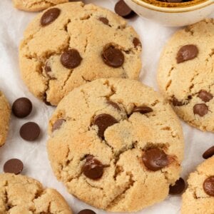 A clean square frame makes these almond flour chocolate chip cookies pop as the featured image.