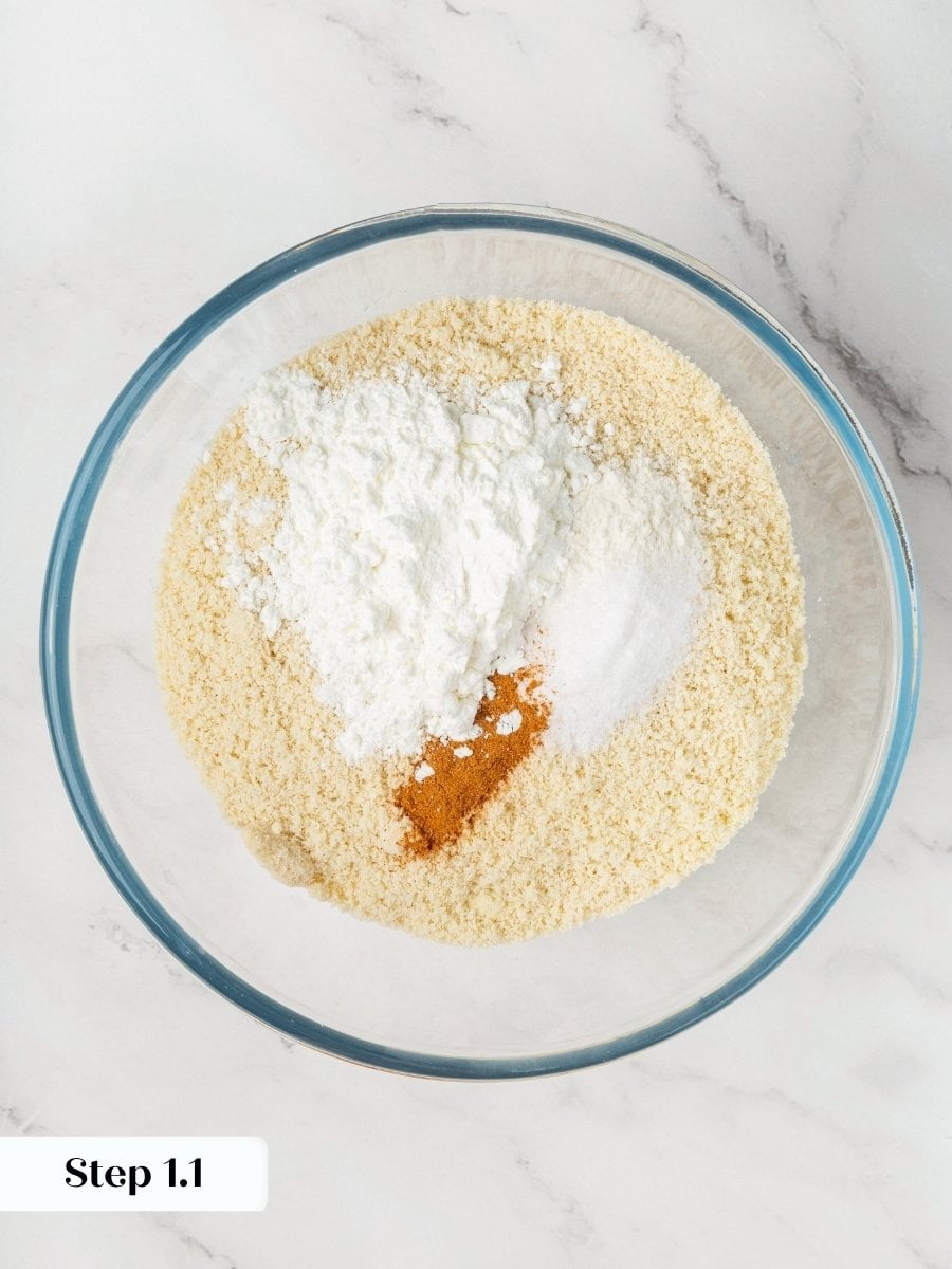 Whisking these dry ingredients first keeps the almond flour chocolate chip cookies evenly seasoned and leavened.