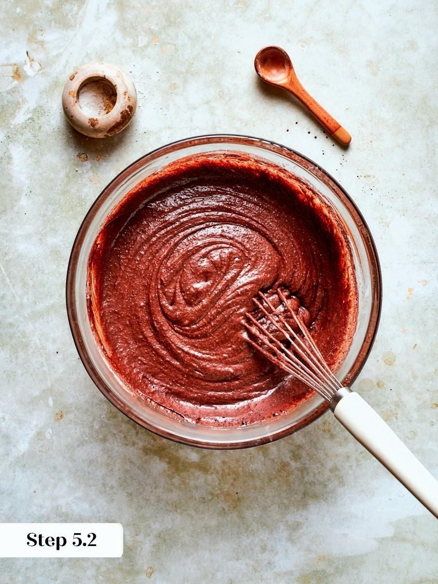 A thick, pourable batter like this bakes into the chewy centers these one bowl brownies promise.