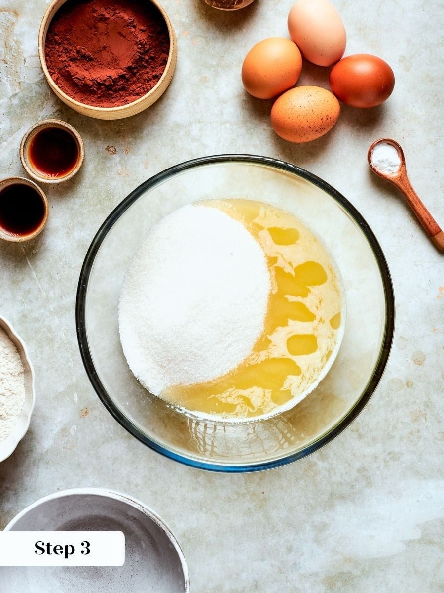 Dissolving sugar into warm butter builds the shiny, crackly top these one bowl brownies show.