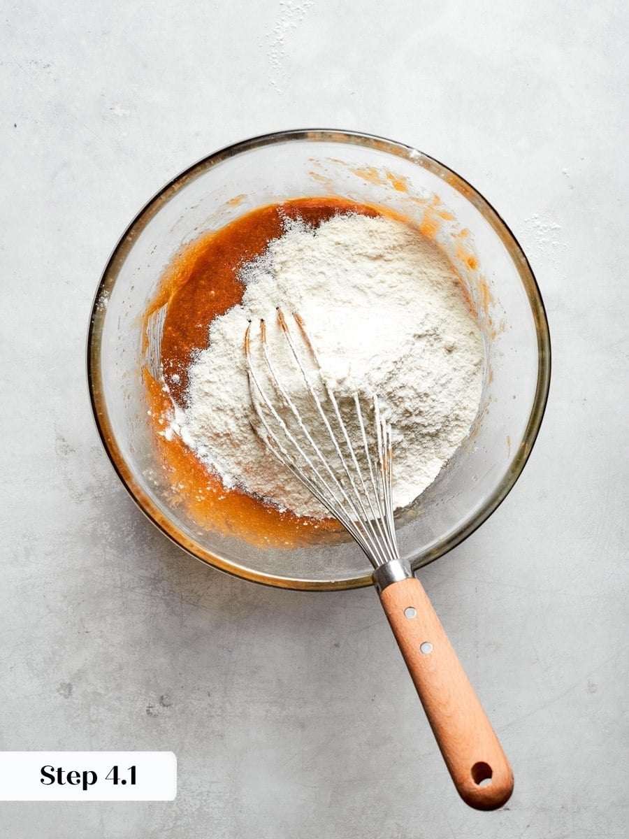 Adding the dry ingredients all at once keeps the peanut butter blondies batter tender, not tough.