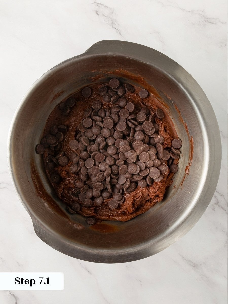 Folding in chips adds the melty chocolate pockets scattered through these brownie cookies.