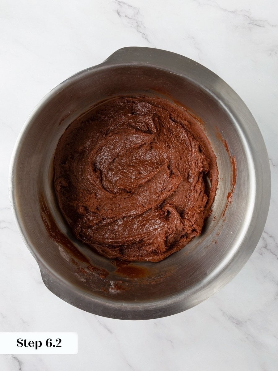 Mixing only until combined protects the tender, dense texture that defines great brownie cookies.