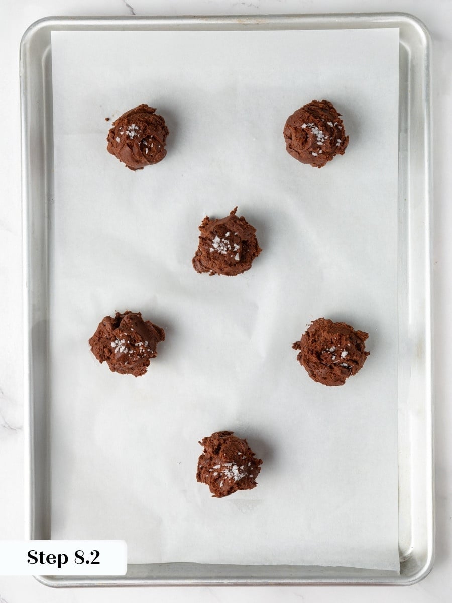 A pinch of flaky salt before baking sharpens the deep chocolate in these brownie cookies.