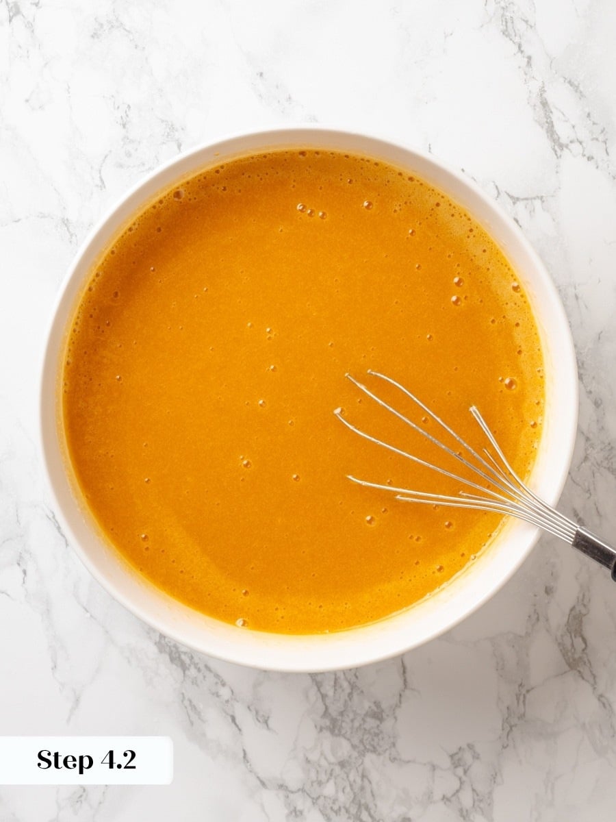 Whisking the puree in completely gives the pumpkin cake its even color and reliable, tender crumb.