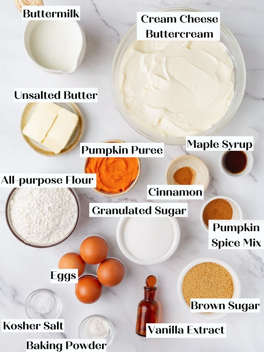 Every component gathered before starting makes pumpkin cupcakes with cream cheese frosting go quickly.