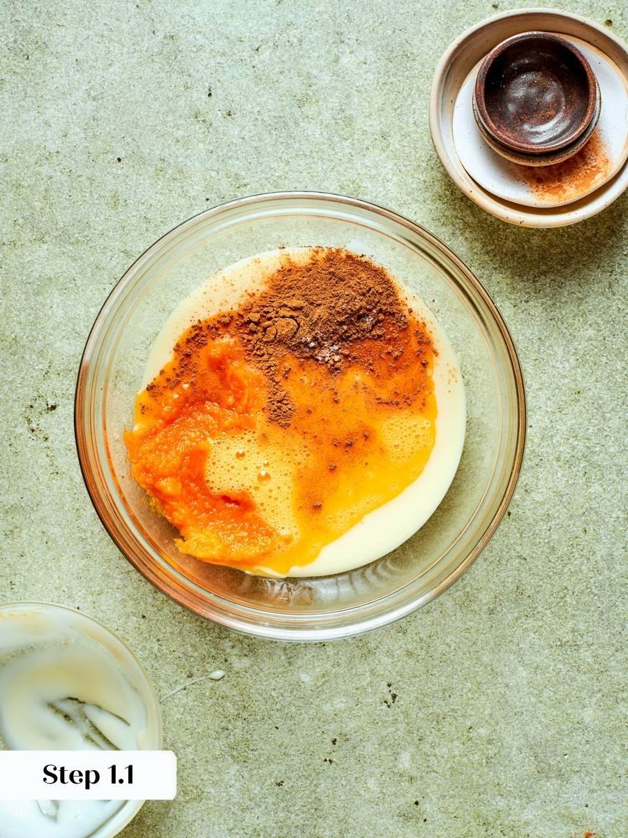 Combining a real pie filling is the first step that defines these pumpkin pie cookies.
