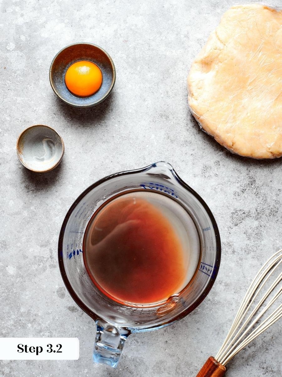Dissolving soda in boiling water primes the shoofly pie filling to set into a tender base.