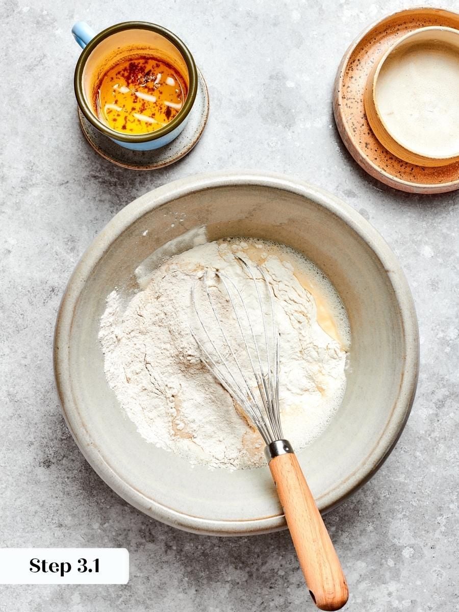 The two-flour ratio keeps buckwheat crepes pliable enough to fold without cracking at the seam.