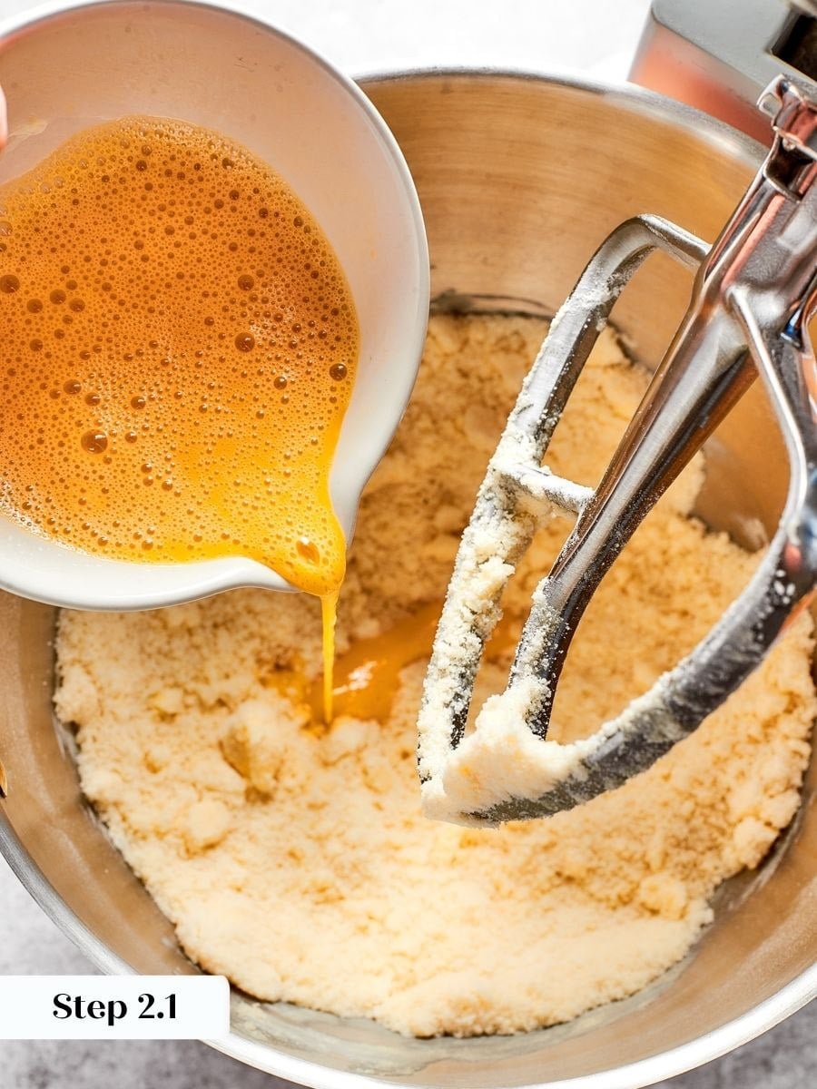 Whisking the eggs first keeps the fruit tart dough evenly hydrated with no sticky patches.