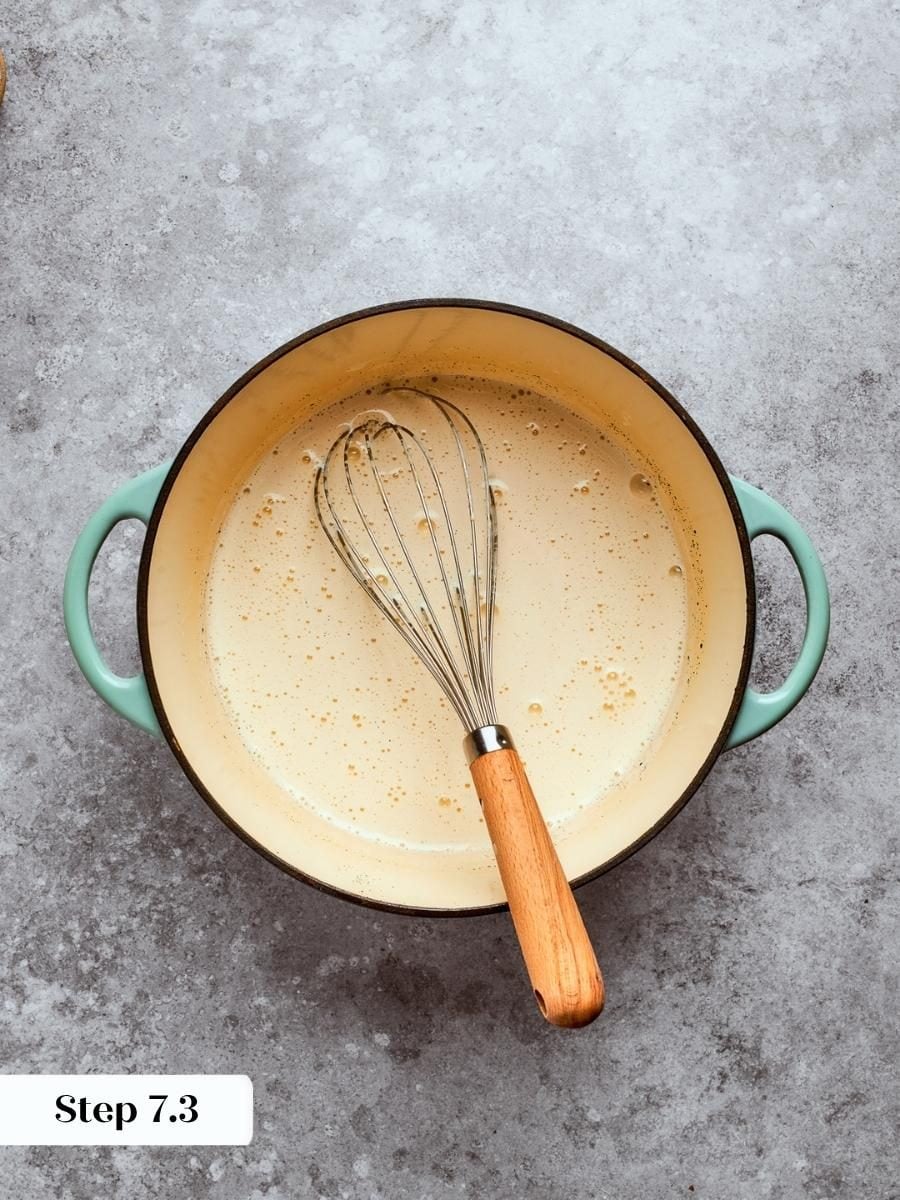 It stays loose for several minutes before the fruit tart cream suddenly thickens and boils.