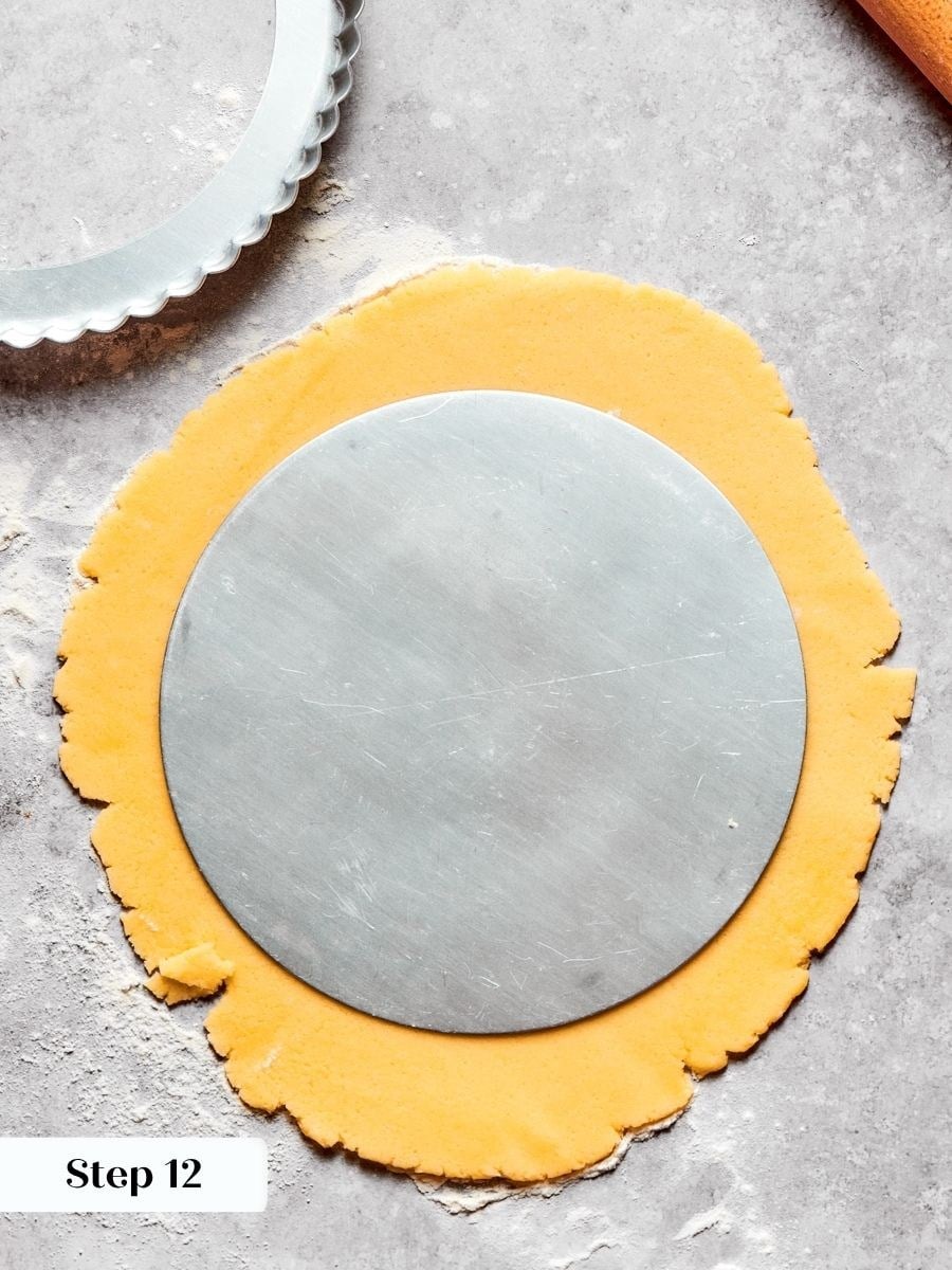 Letting the dough become pliable first stops the fruit tart shell cracking as you roll.