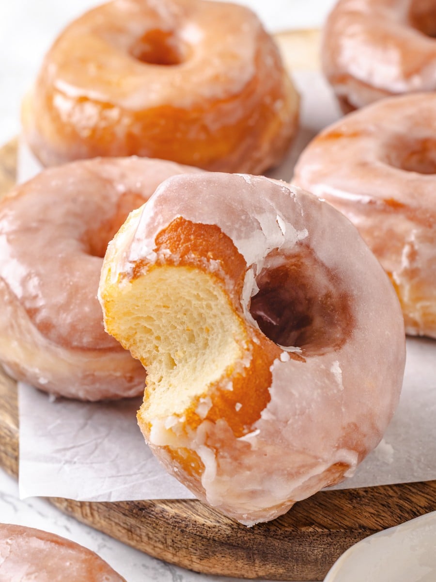 Still warm when glazed, this Krispy Kreme donut wears the thickest shell in the batch.