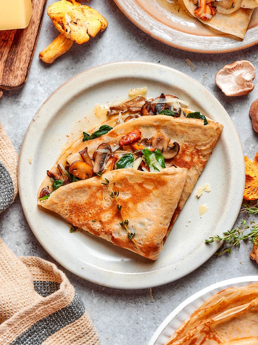 Mushroom and gruyere is the most involved of these savory crepes and the one worth mastering.