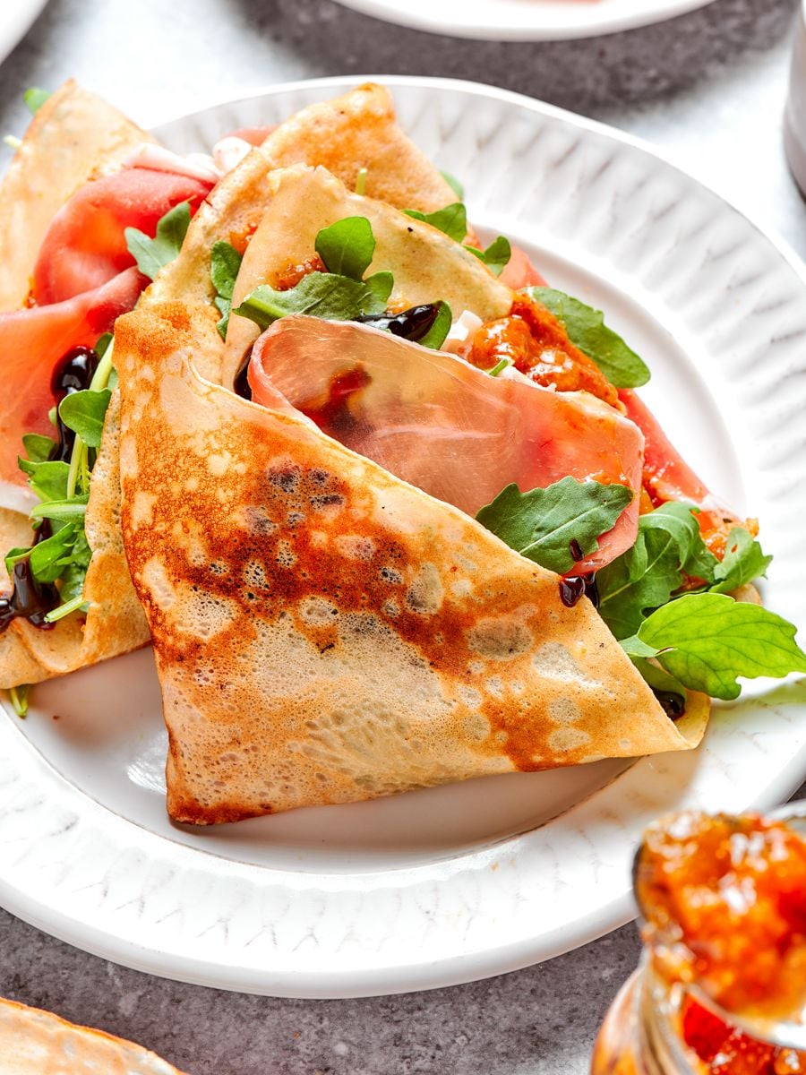 Prosciutto and fig need no cooking at all, the fastest of the three savory crepes.